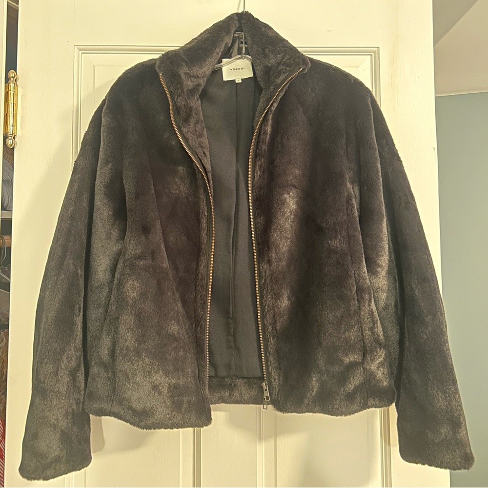 Vince Black Faux Fur Jacket